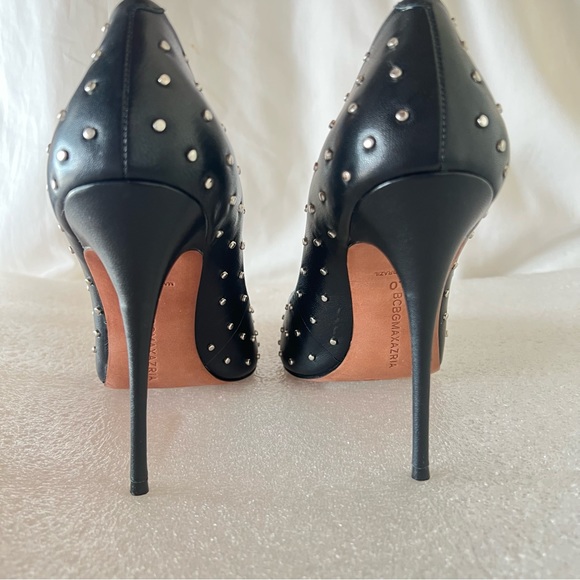 BCBGMAXAZRIA Nova-Stud Black Rocker Leather High Stileto Heel Sz 9 - Picture 7 of 8